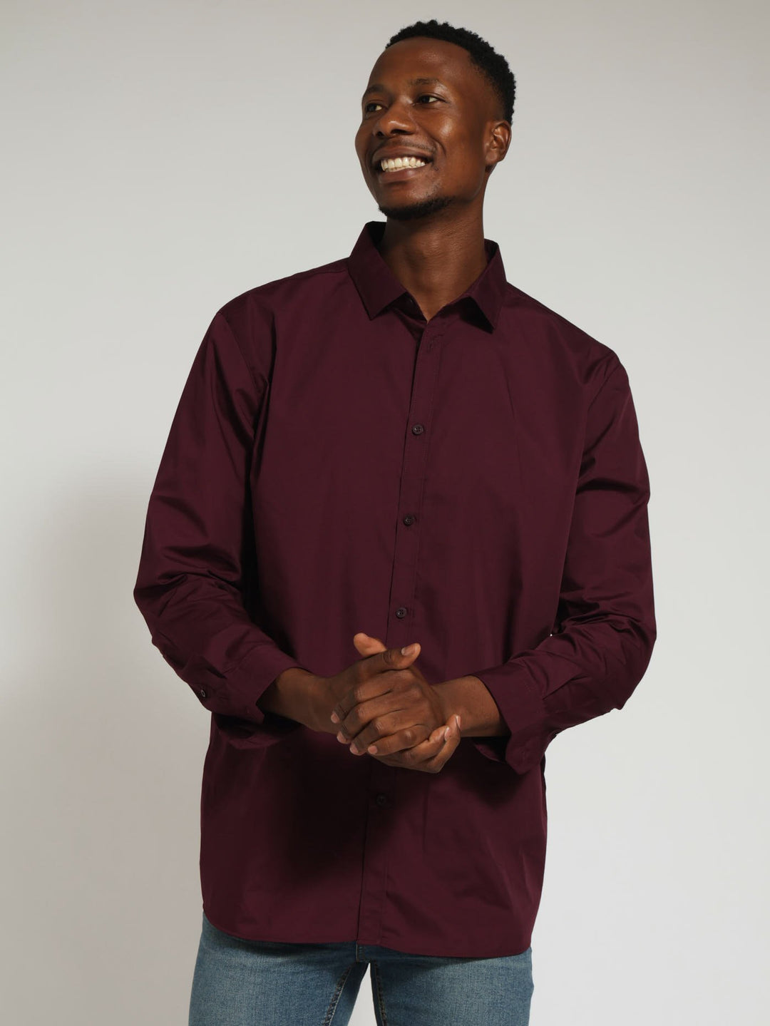 Mens Easy Care Shirt Burgundy – Edgars