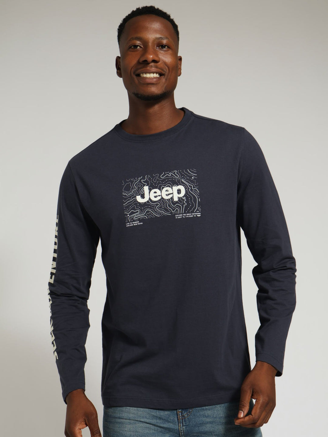 Mens Long Sleeve Logo Icon Strong Tee Navy – Edgars