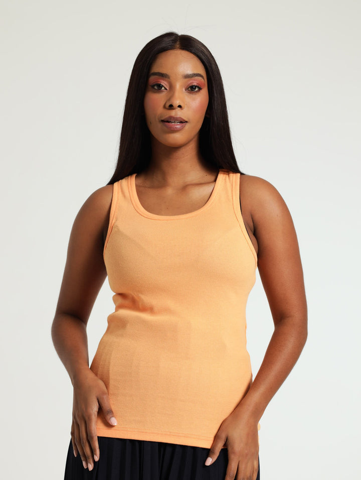 Ribbed Tank Top - Light Orange