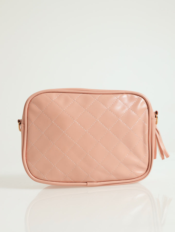 Girls Pu Quilted Sling Bag - Dusty Pink