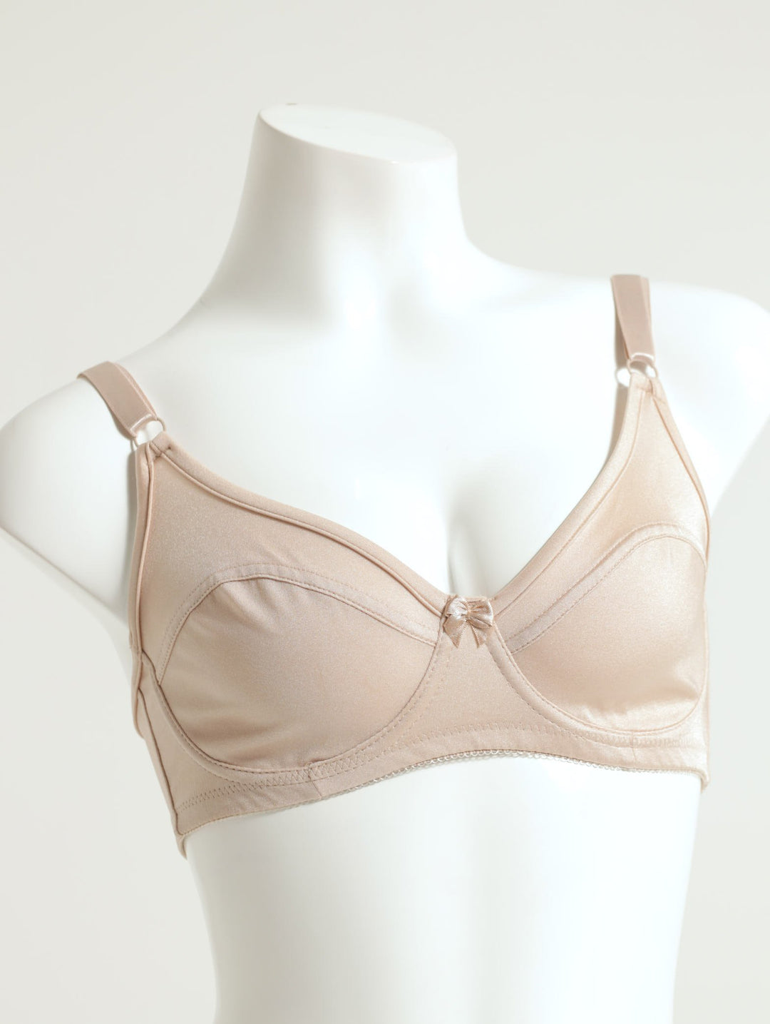 2 Pack Shiny Panel Cup Bra - Beige/White