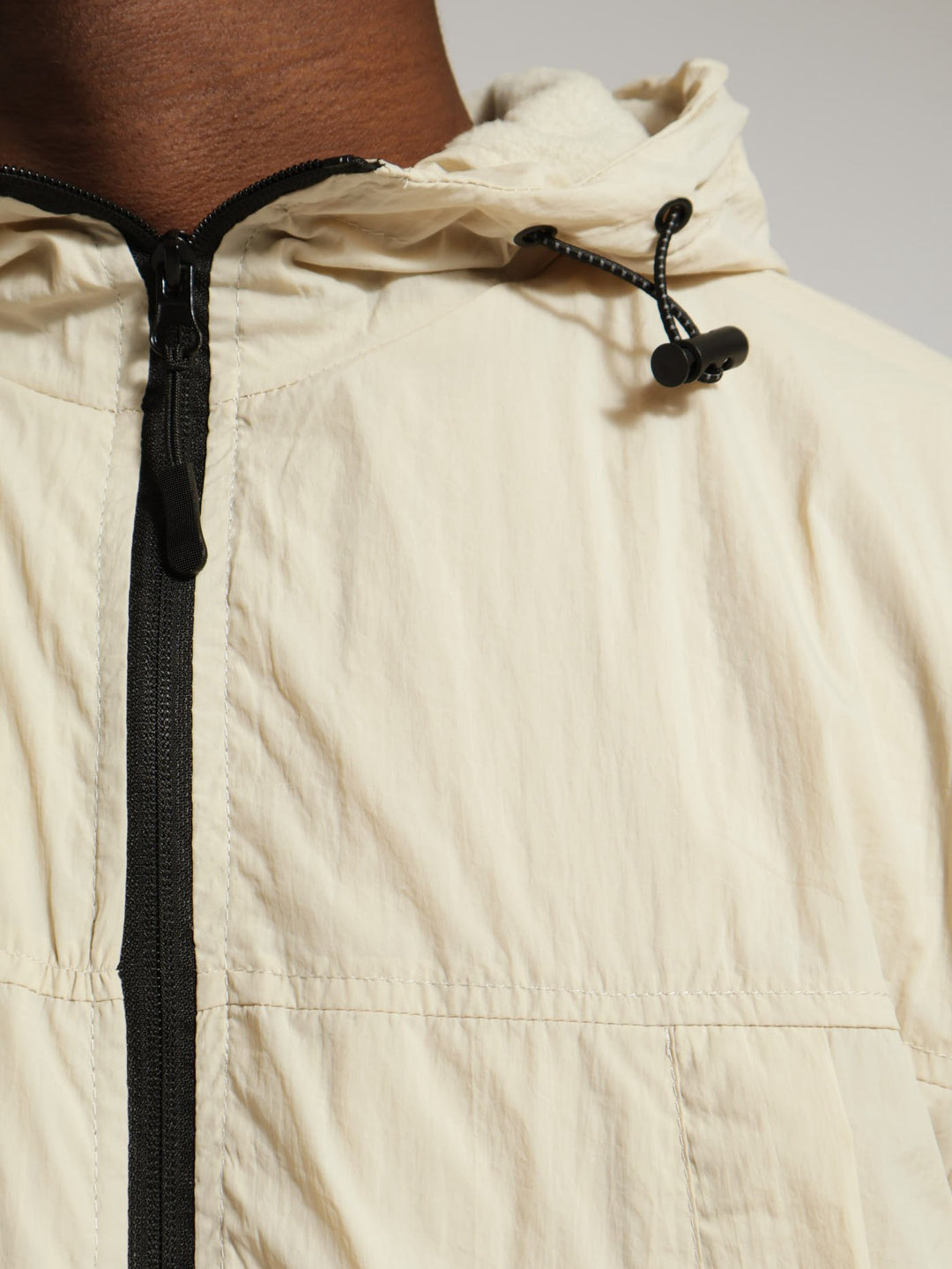 Hooded Windbreaker Jacket - Light Stone