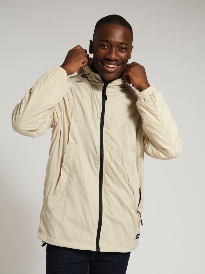 Hooded Windbreaker Jacket - Light Stone