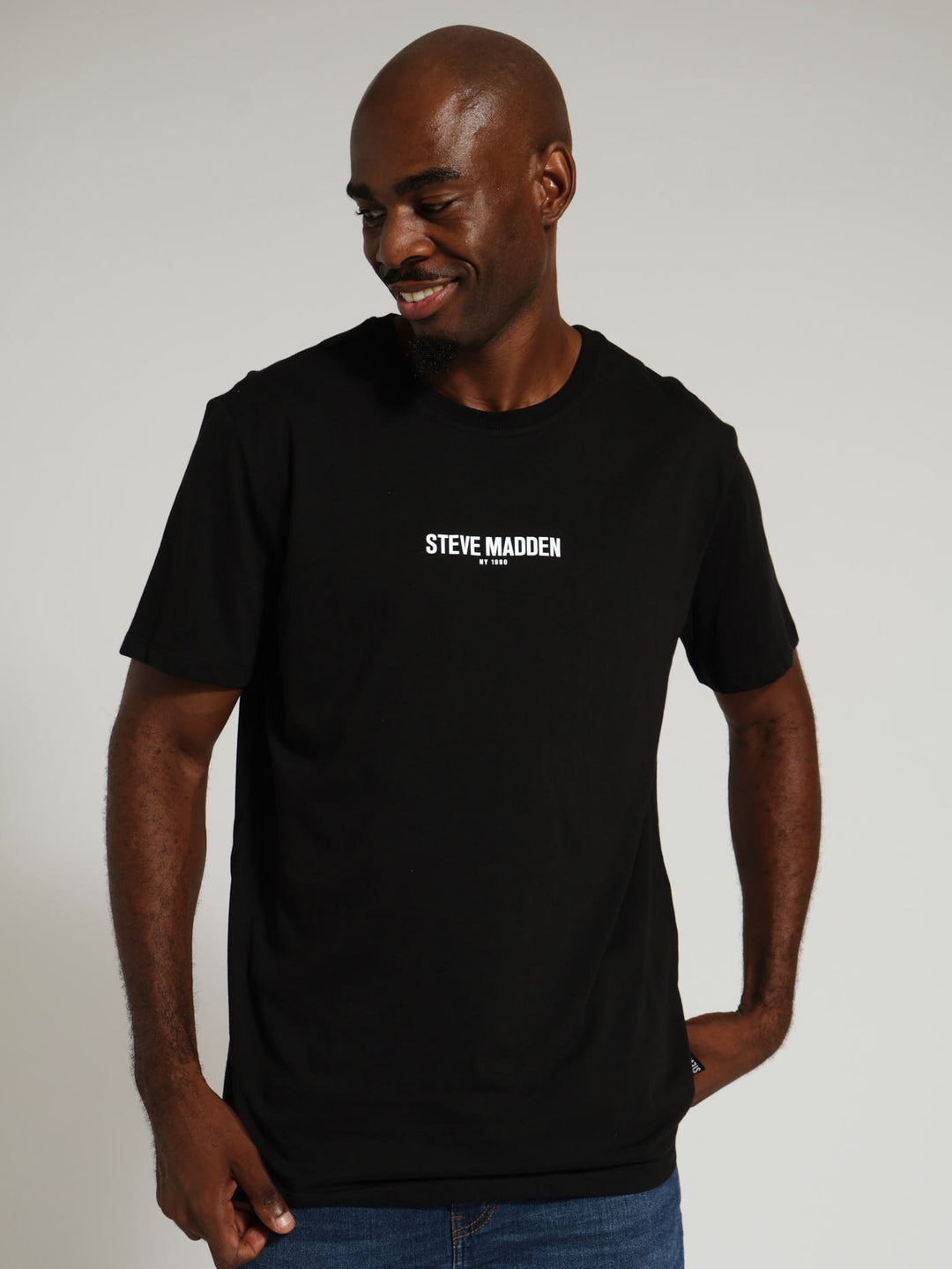 Steve Madden Black T Shirt Mens Brad Logo Tee Black – Edgars