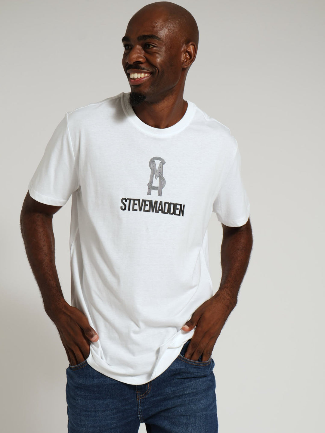 Mens Jamie Crew Neck Logo Tee White – Edgars - Main Image