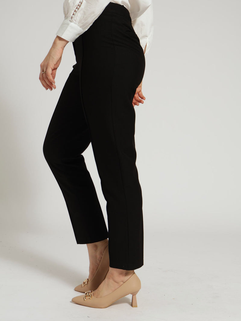 D-Ring Pin Tuck Slim Leg Pants - Black