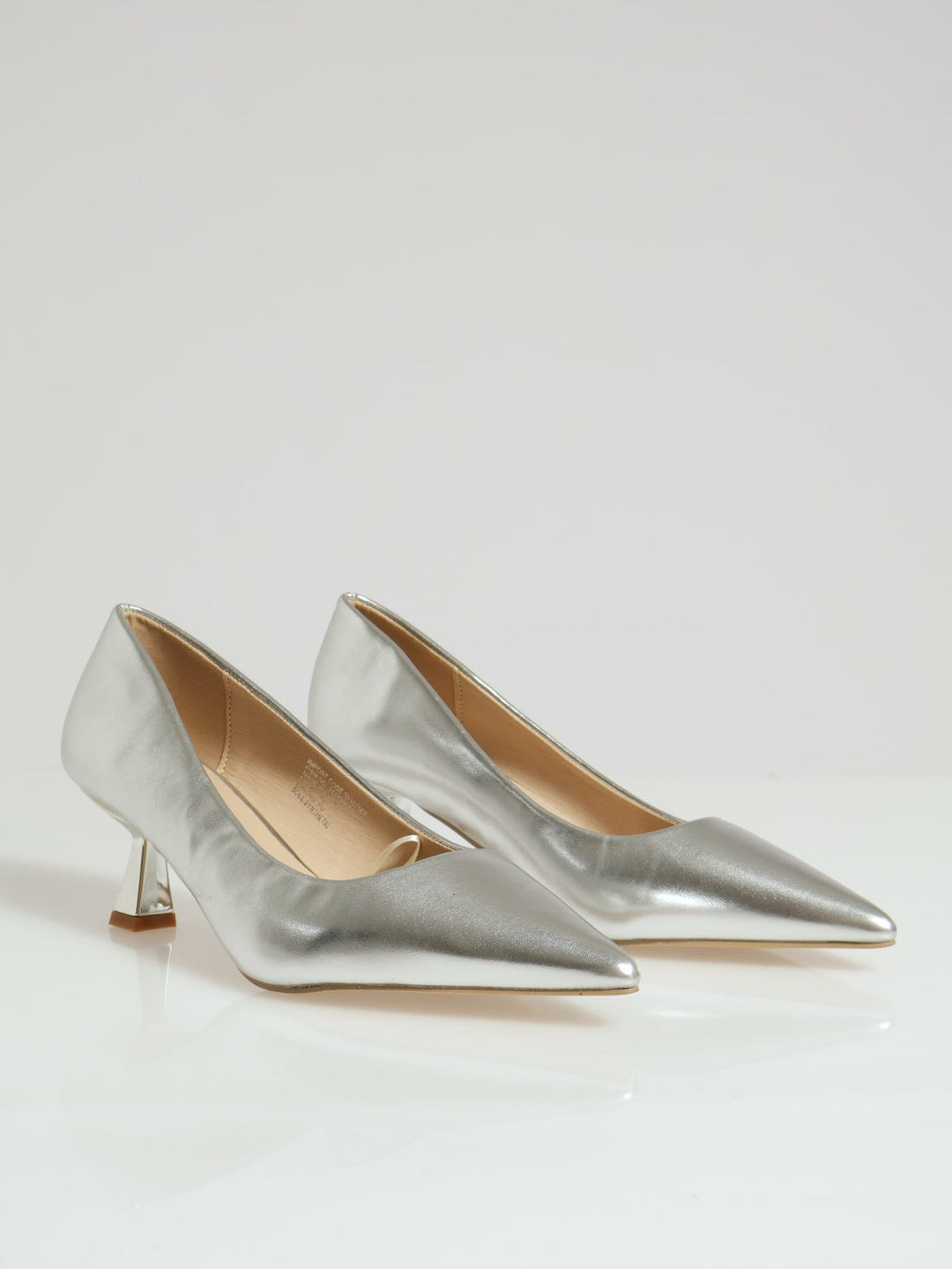 Lo Stiletto Pointy Metallic Full Court Heel - Silver