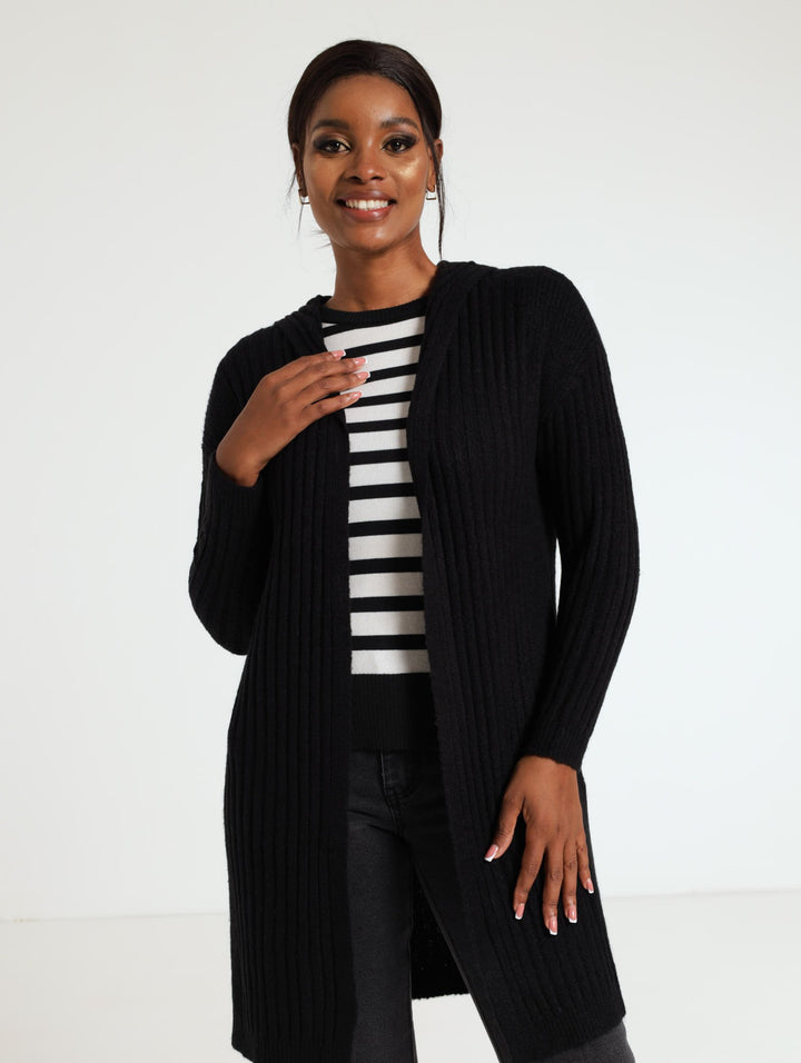 Hooded Cardigan - Black