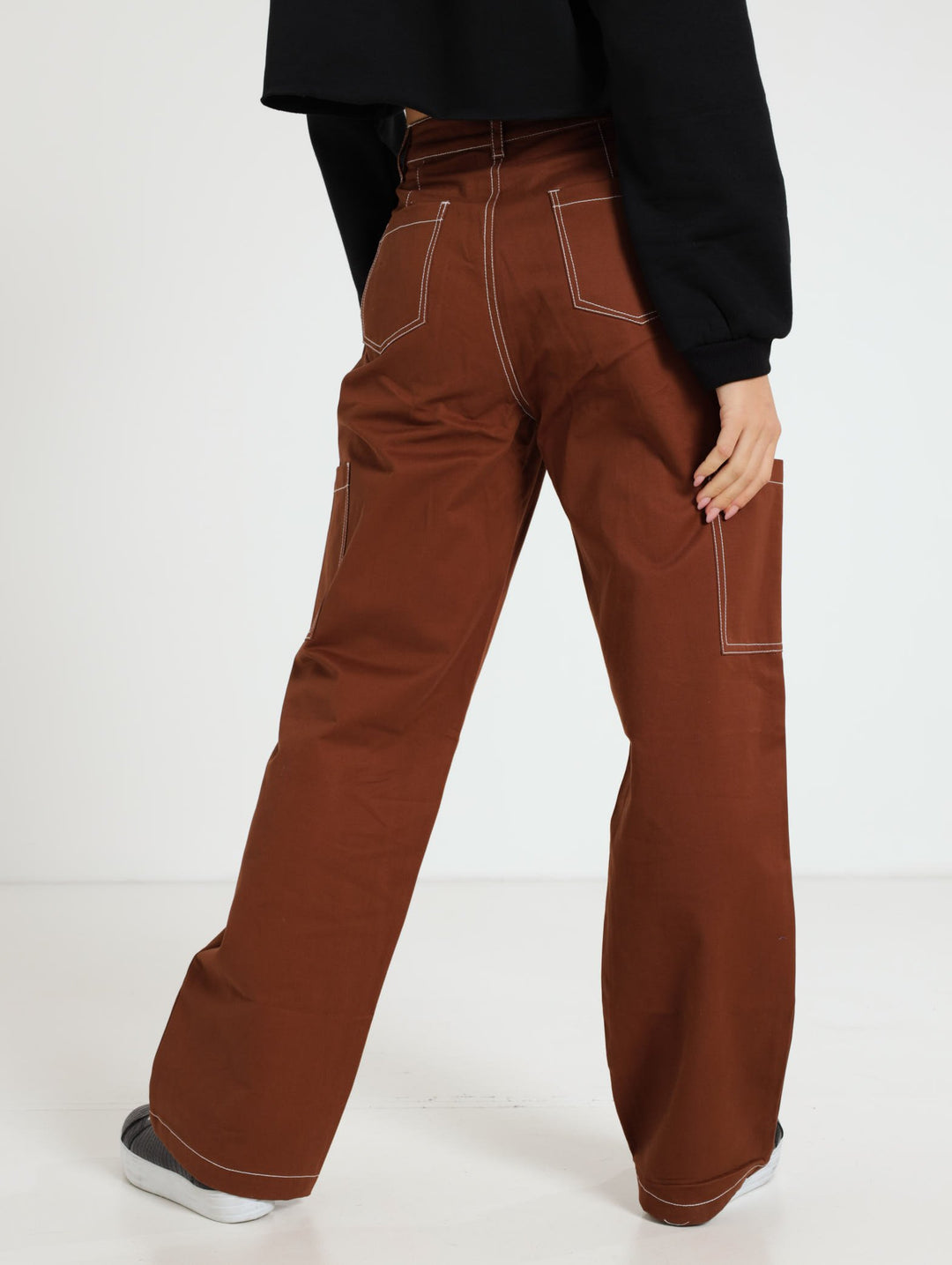 Contrast Stitch Utility Pant - Brown