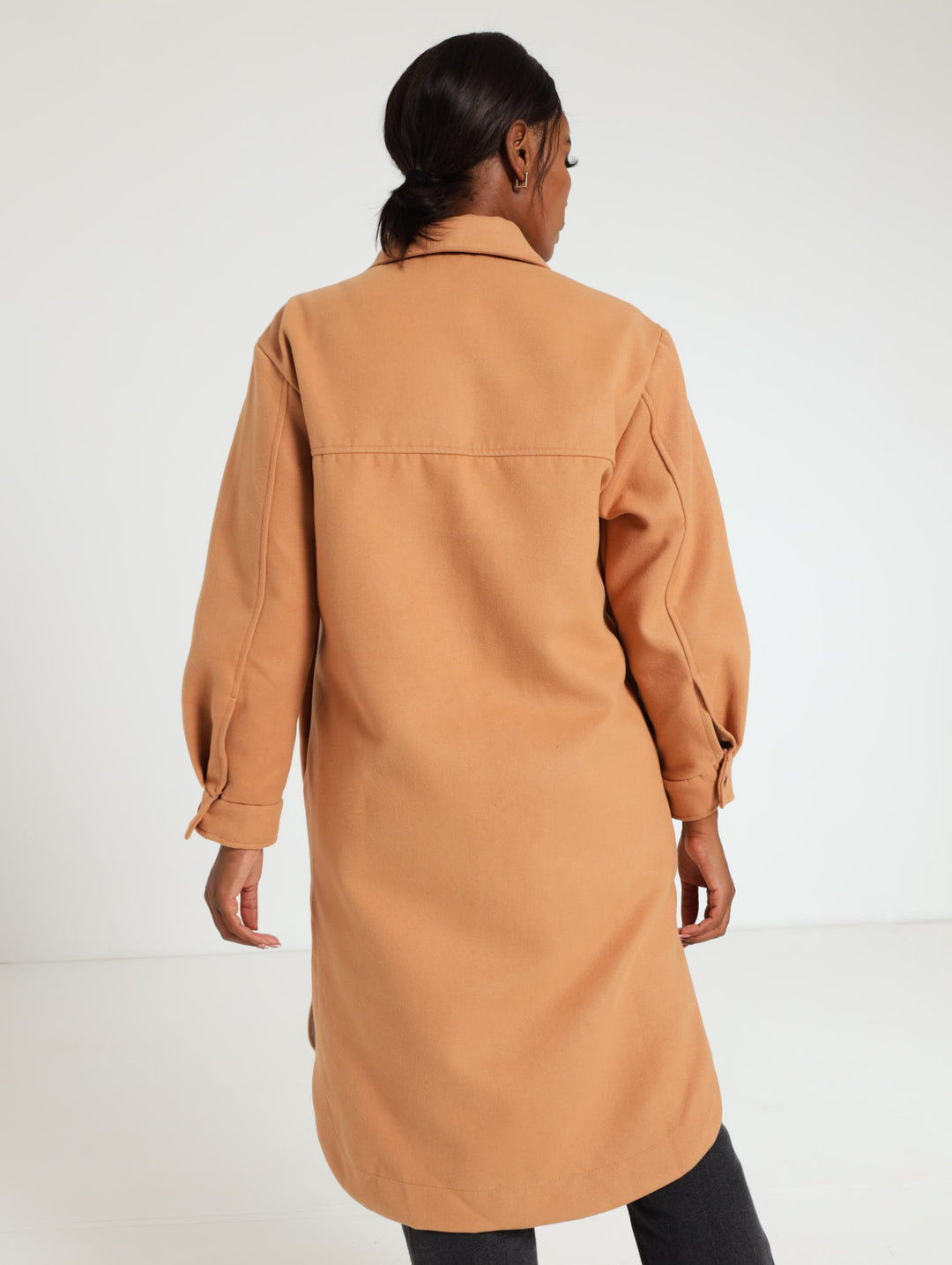 Long Sleeve Utility Shacket - Camel