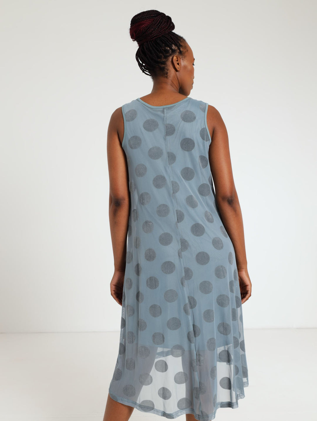 Mesh Twofer Dress - Blue