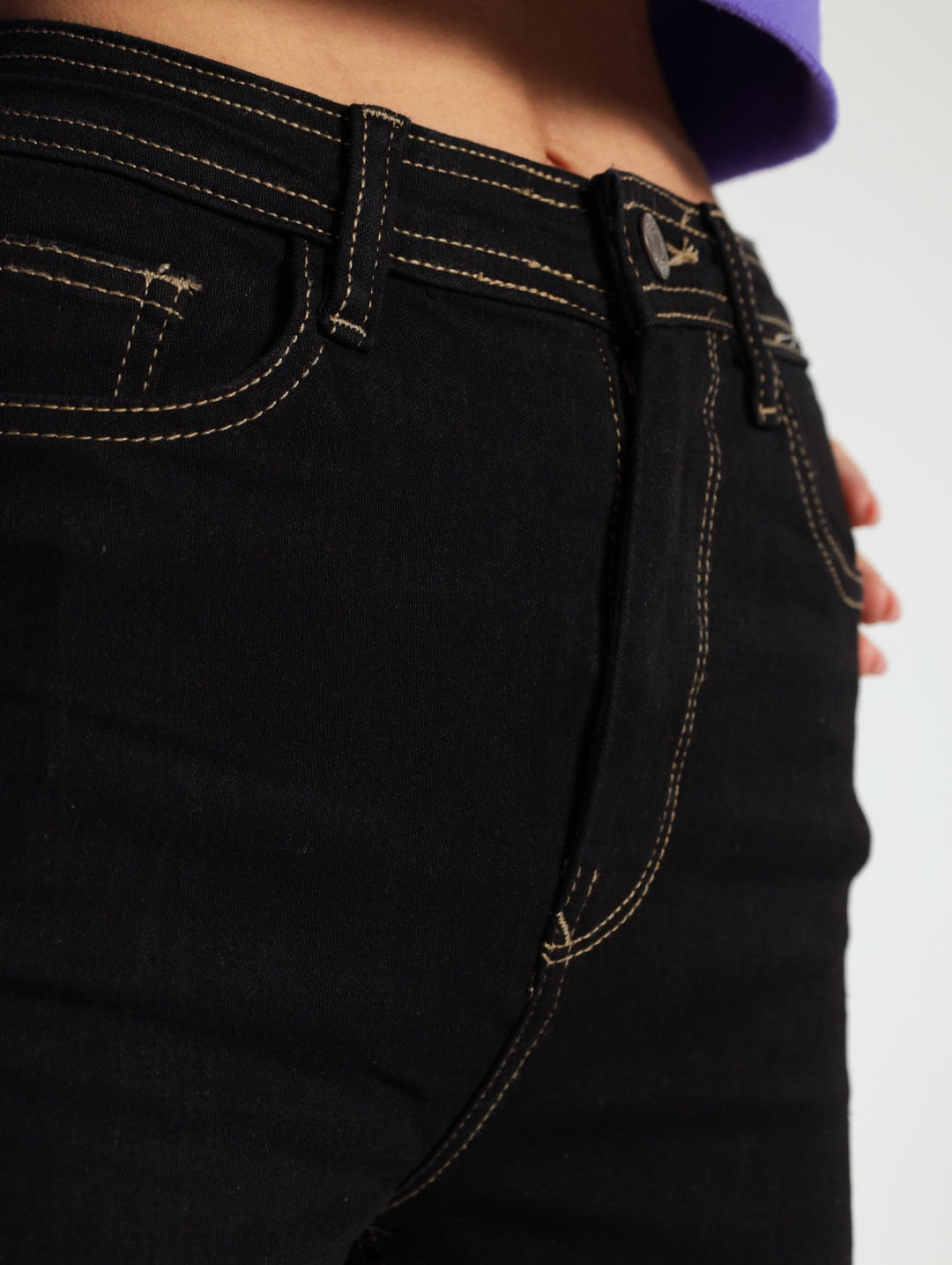 Ankle Grazer Wideleg Jean - Black