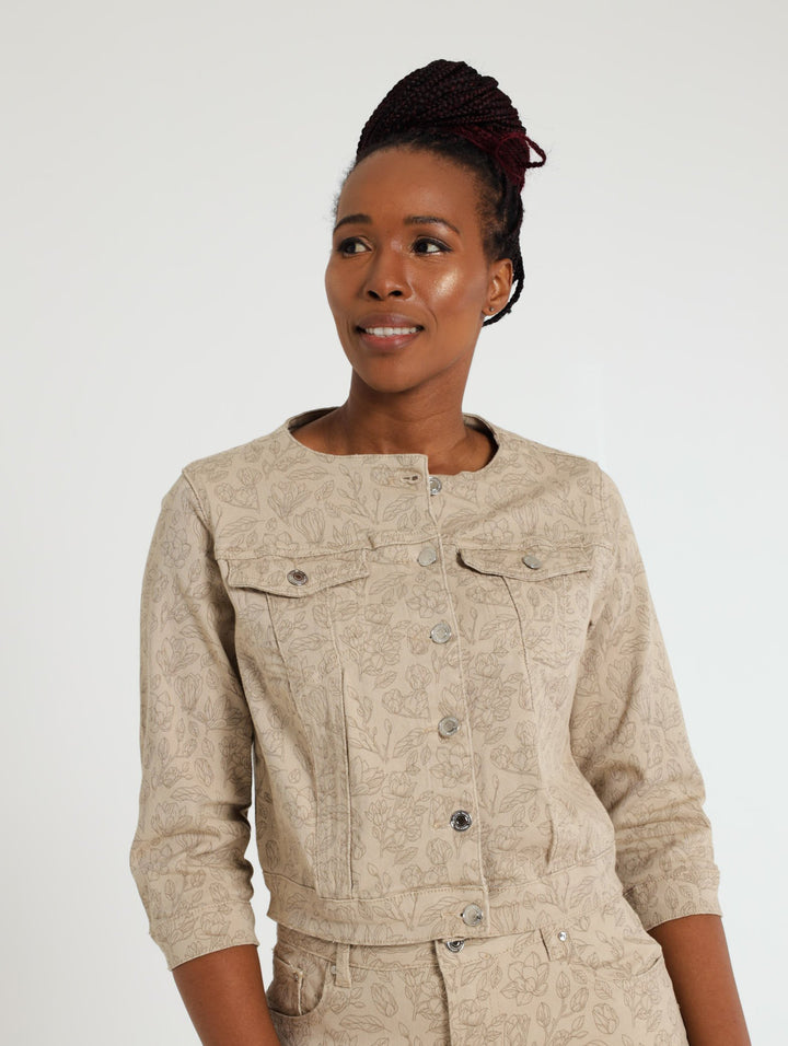 Stencil Printed Jacket - Stone