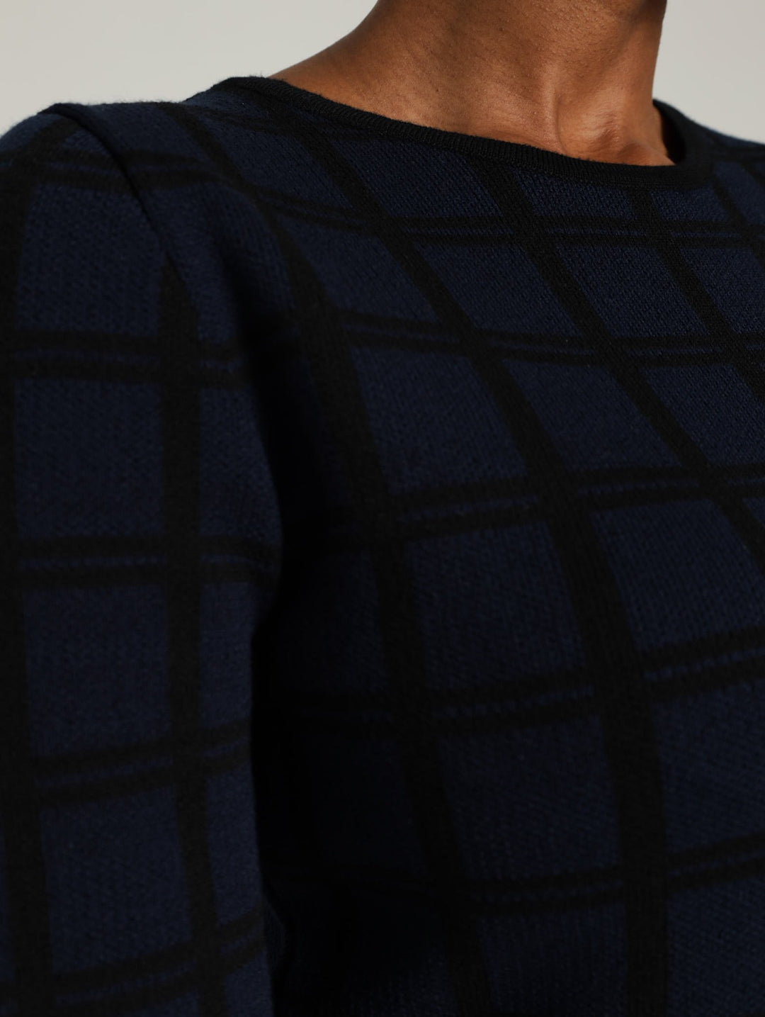 Check Skater Dress - Navy/Black