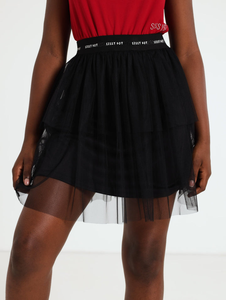 Girls Tiered Tulle Skirt - Black