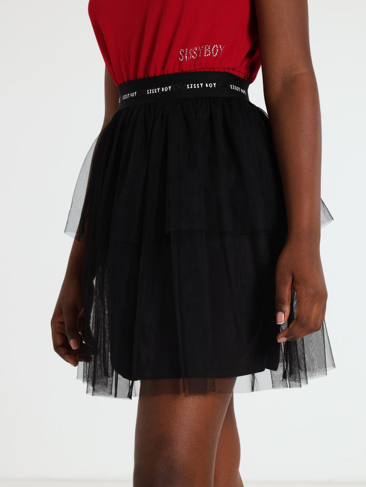 Girls Tiered Tulle Skirt - Black