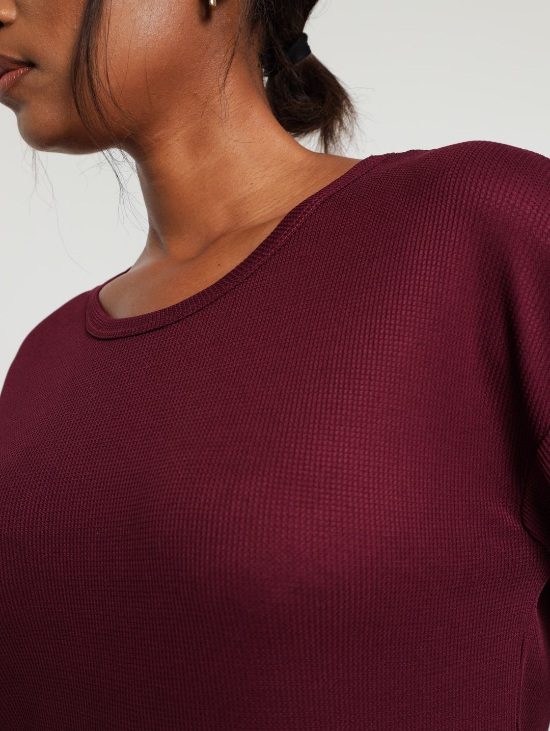 Long Sleeve Texture Top - Burgundy