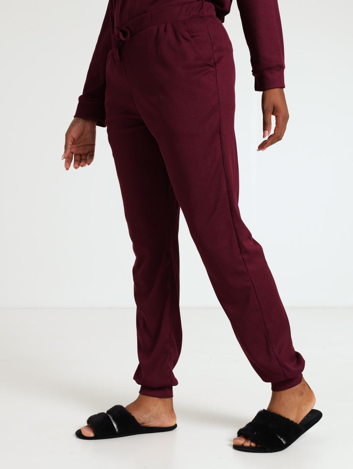 Textured Jogger Pant - Burgundy