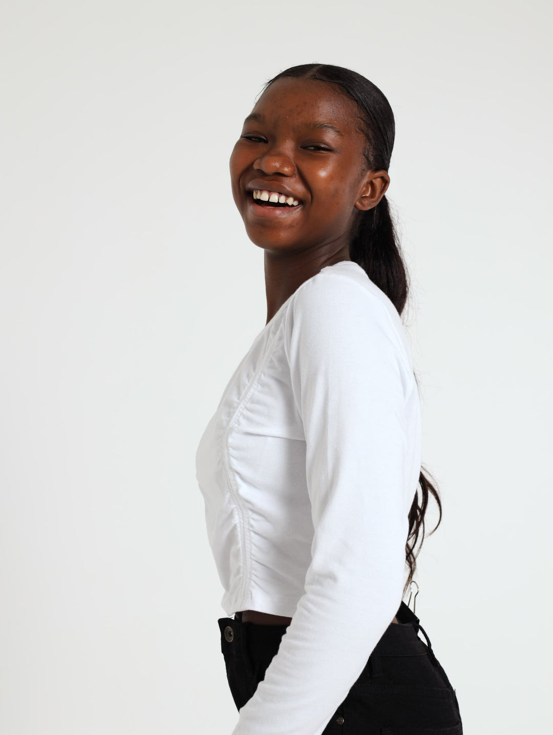 Fashion Ruched Tee - White