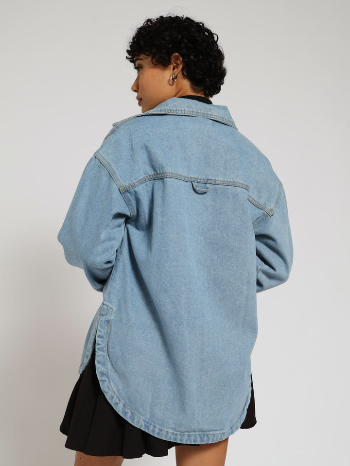 Oversized Denim Shacket - Blue
