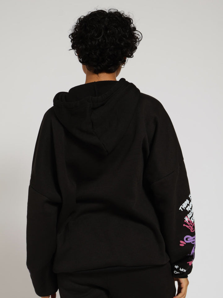 Oversized Graphic Hoody - Black