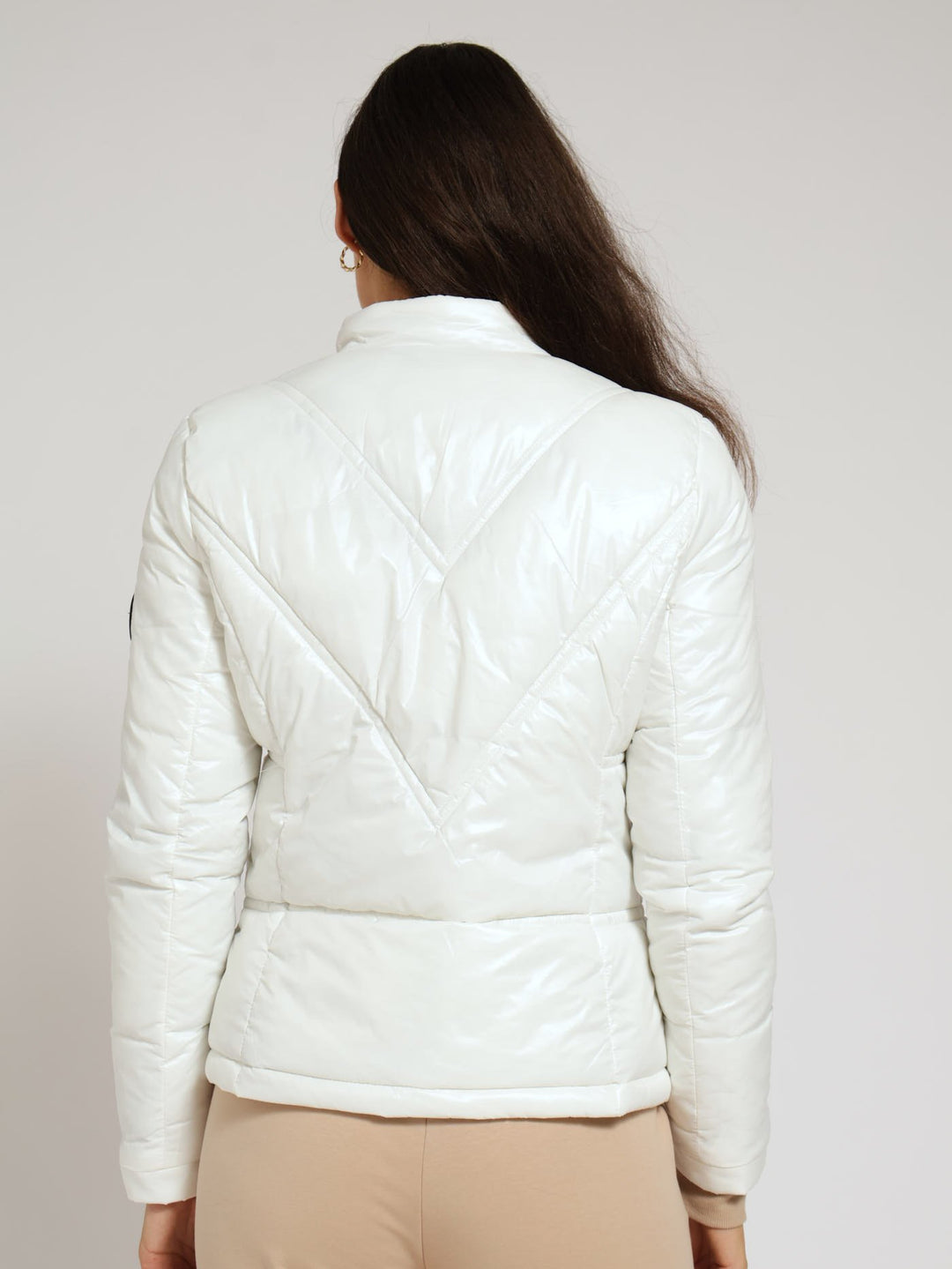 Basic Branded Trimmed Jacket - White