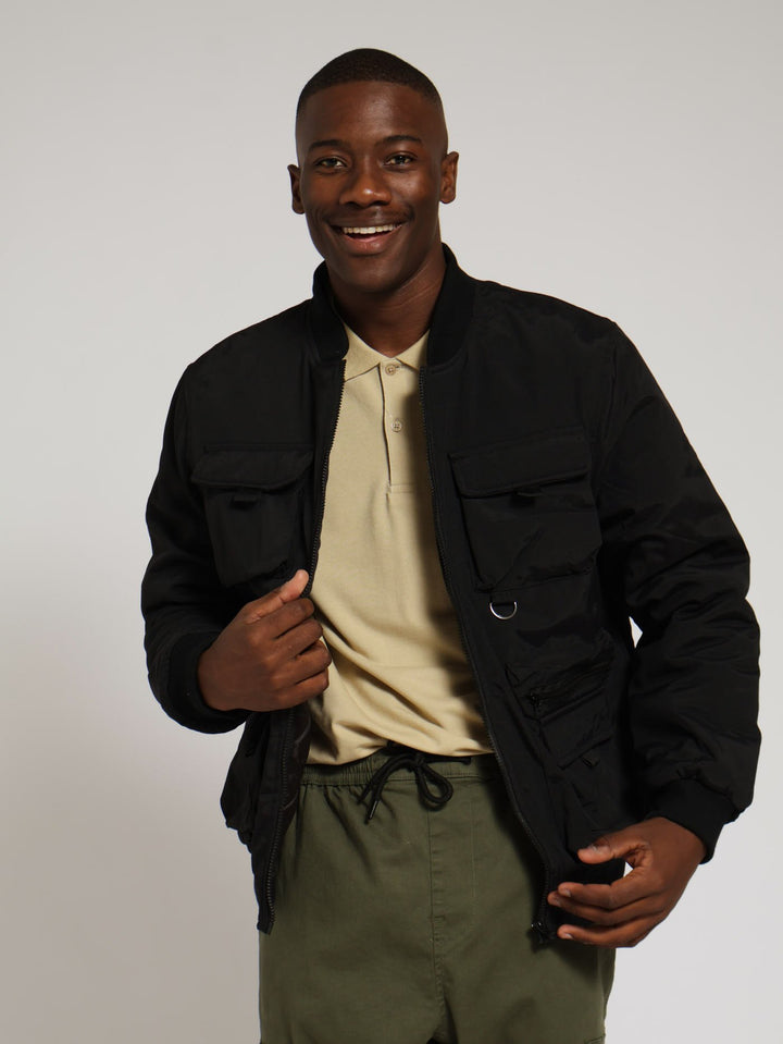 Utility Bomber Jacket - Black