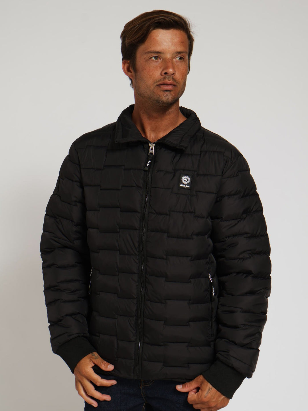 Funnel Neck Puffer Jacket - Black