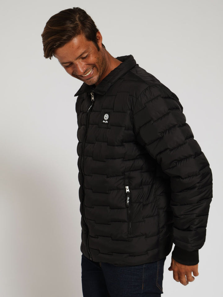 Funnel Neck Puffer Jacket - Black