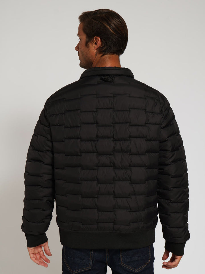 Funnel Neck Puffer Jacket - Black