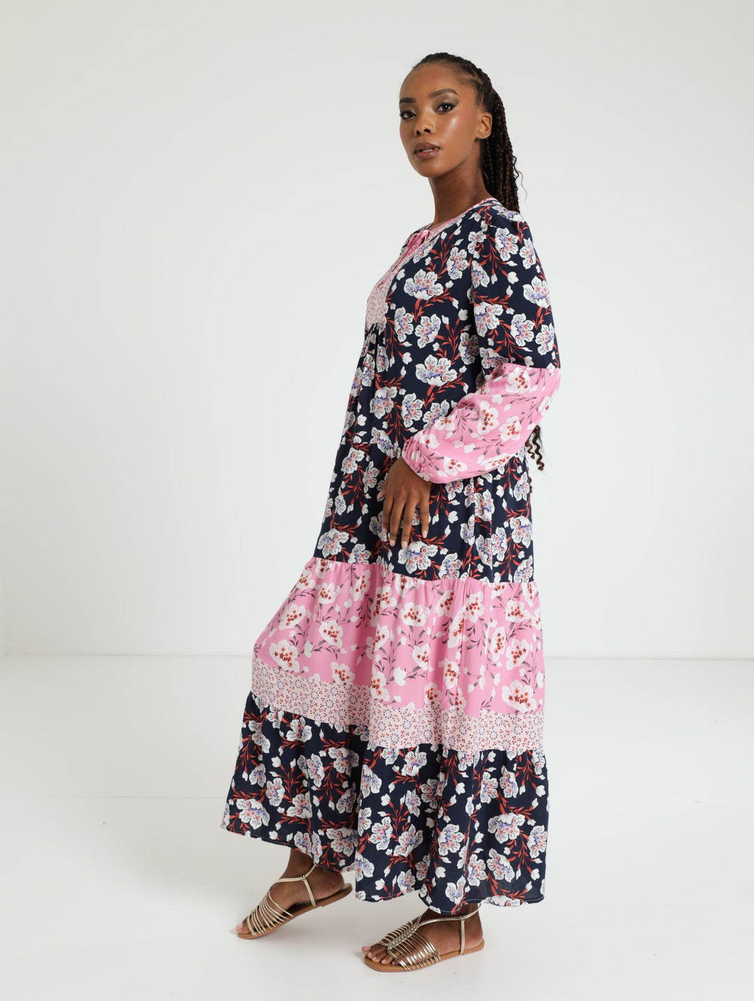 Ladies Long Sleeve Patchwork Boho Maxi Dress – Edgars