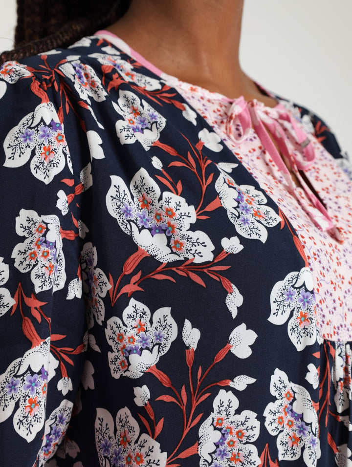 Long Sleeve Patchwork Boho Maxi Dress