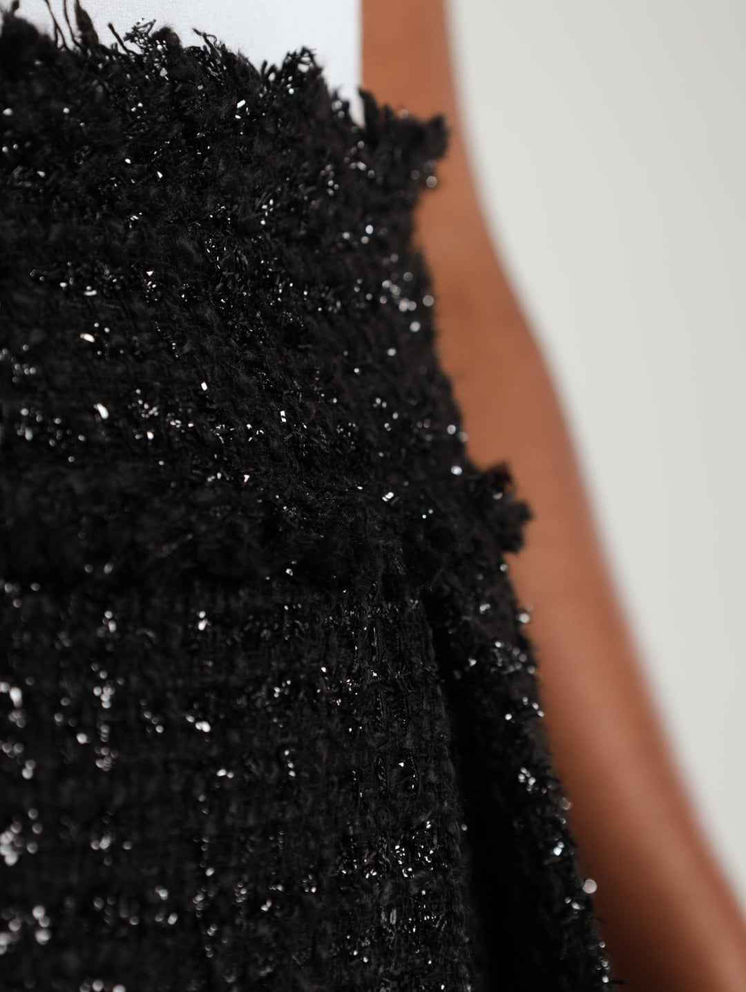 A-Line Sparkle Tweed Skirt - Black
