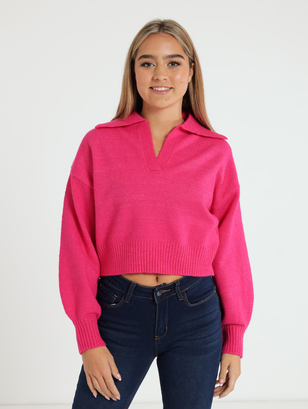 Pullover Collar Knitwear - Pink