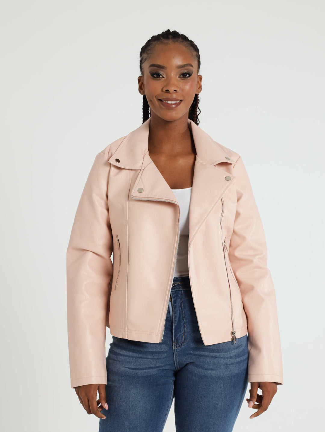 Long Sleeve Biker Jacket - Pink