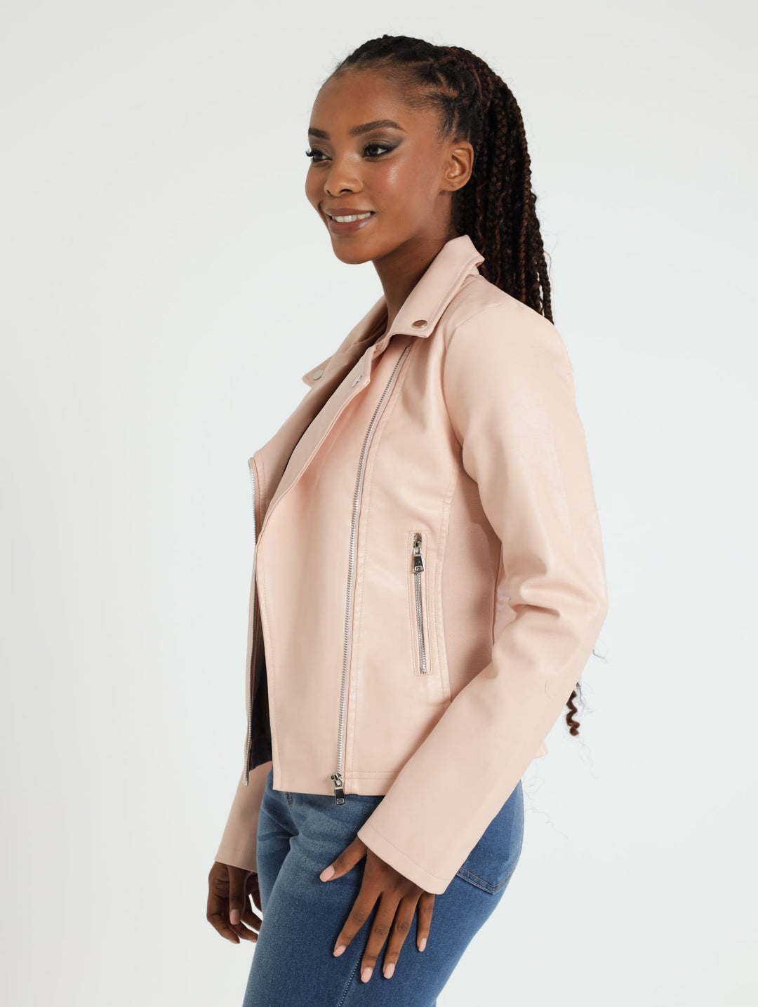 Long Sleeve Biker Jacket - Pink