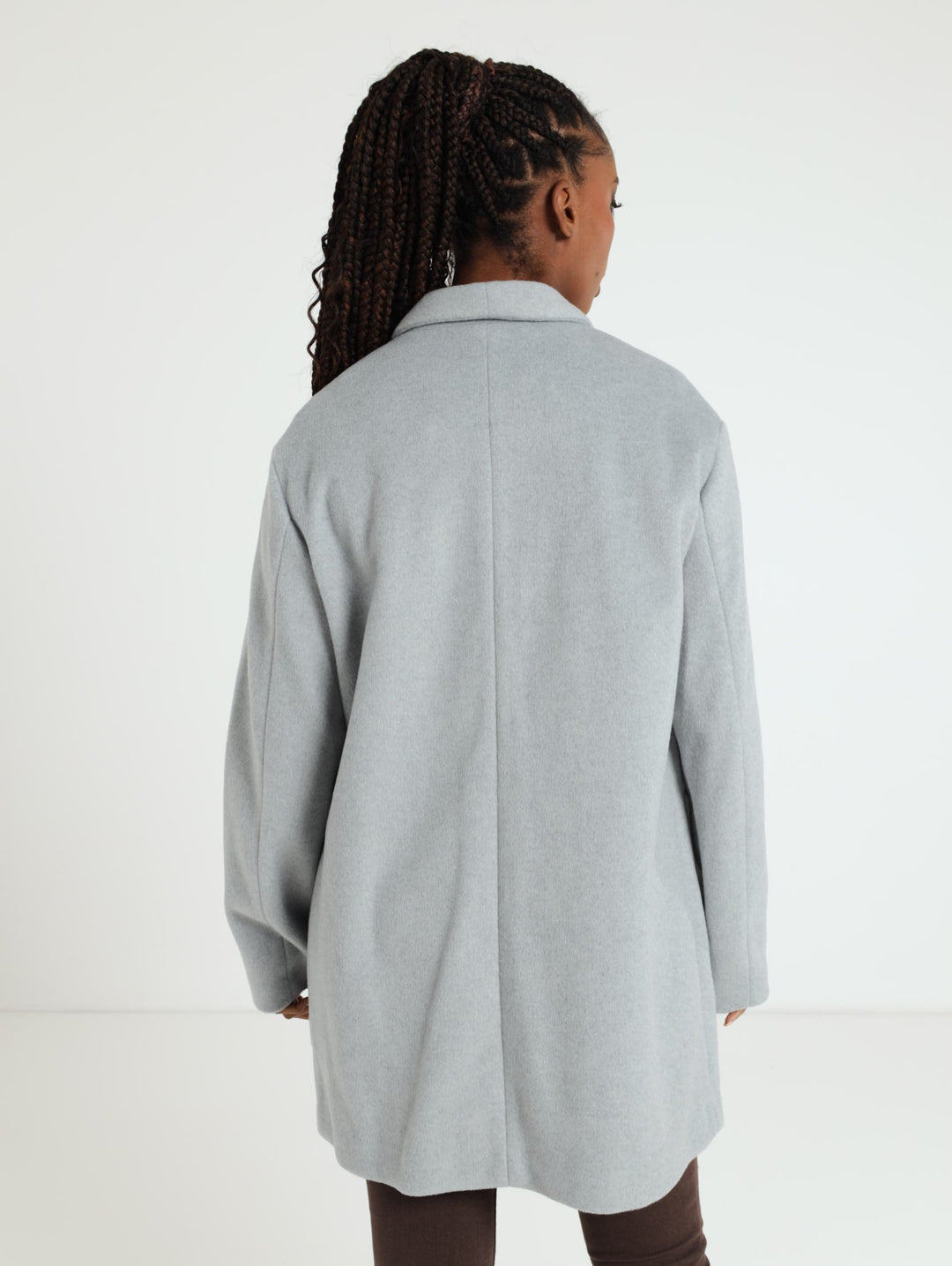 Long Sleeve Boyfriend Coat - Grey