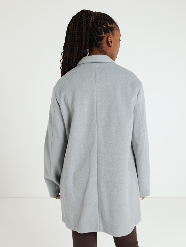 Long Sleeve Boyfriend Coat - Grey