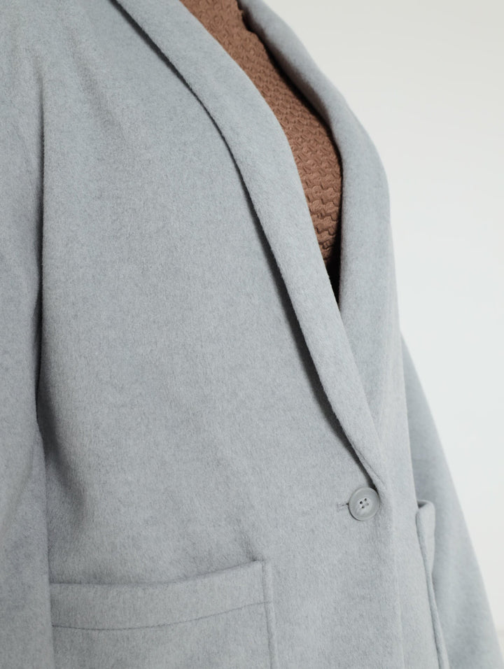 Long Sleeve Boyfriend Coat - Grey