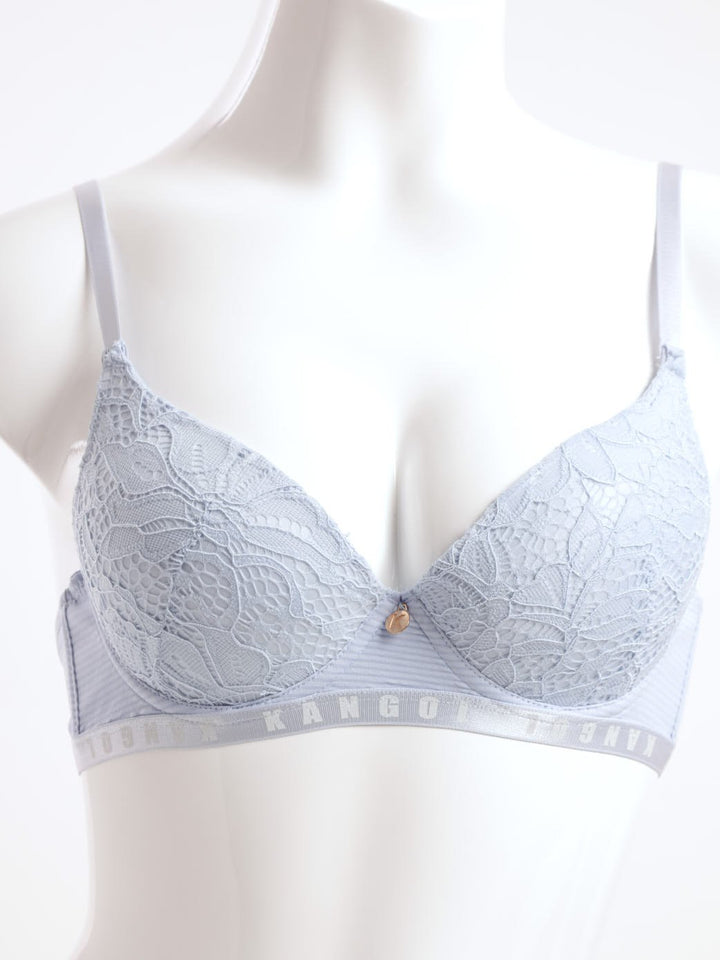 Ladies All Over Lace & Burn Out Microibre T-Shirt Plunge Bra - Two-tone