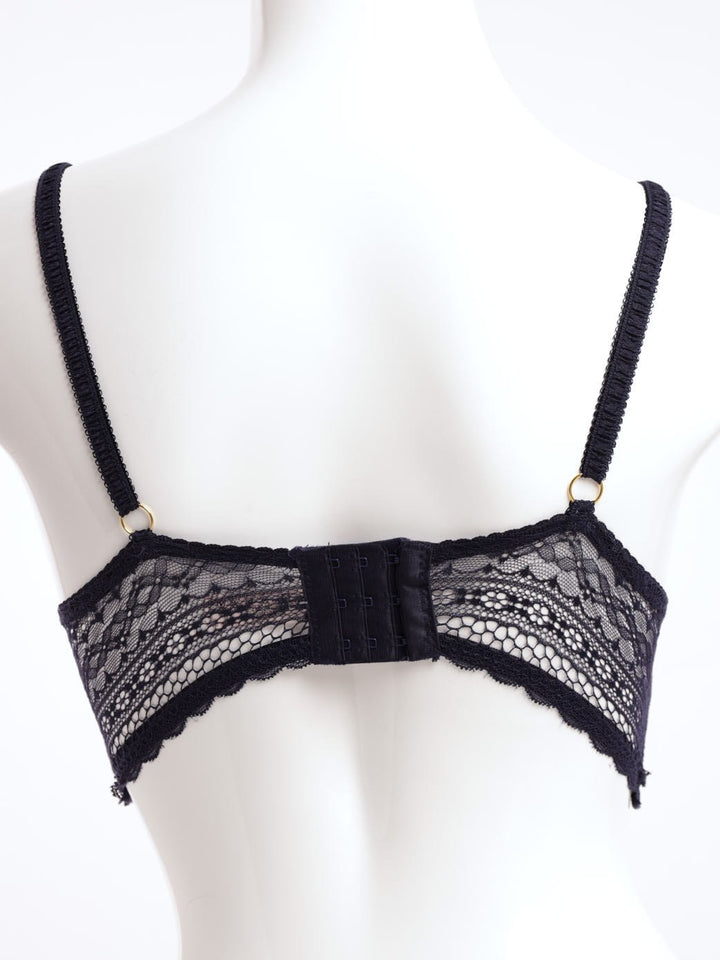 Ladies Geo Lace Longline Bra - Navy