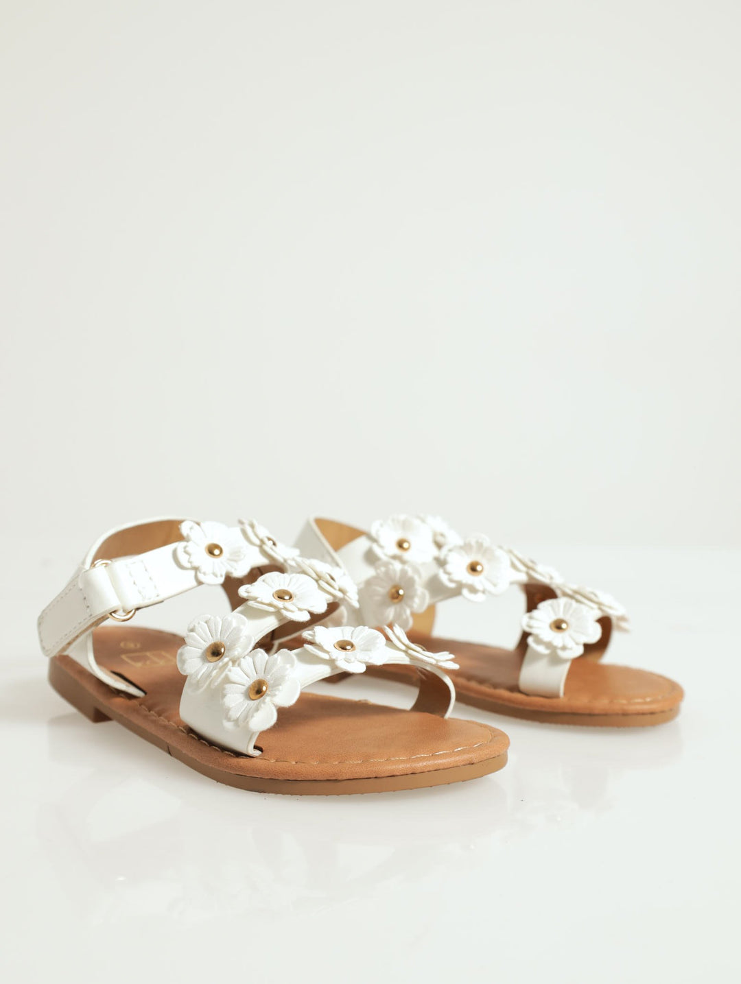 Pre-Girls 3D Flower Sandal - White