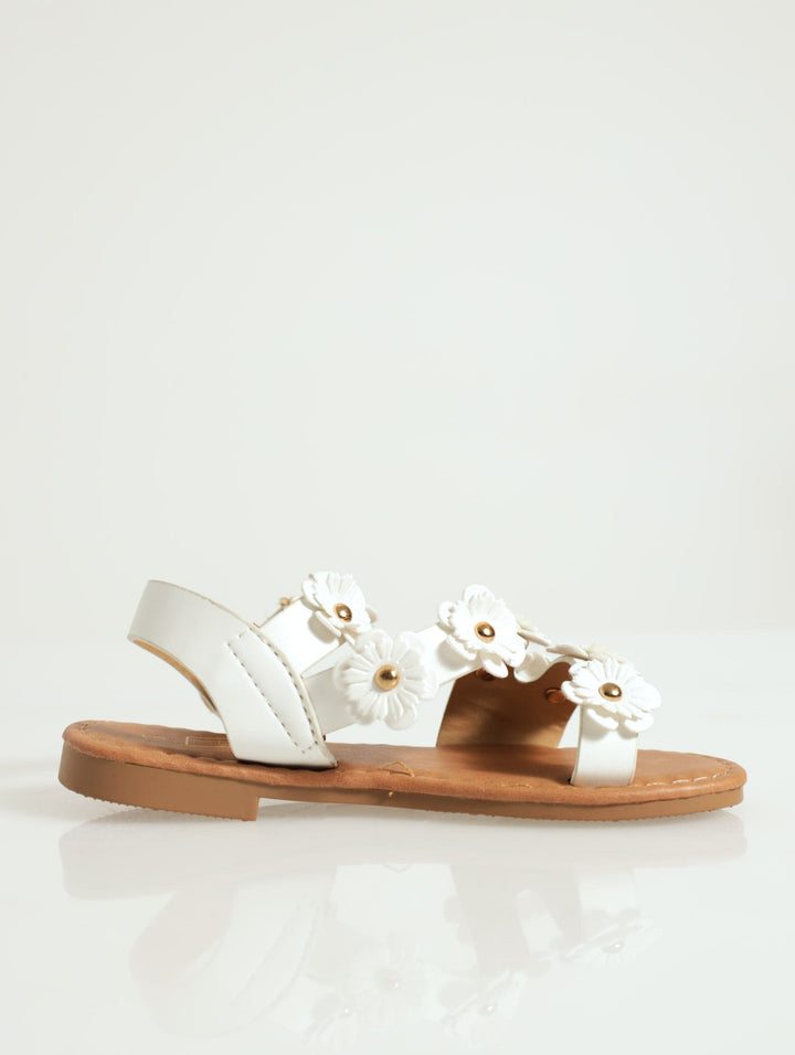 Pre-Girls 3D Flower Sandal - White
