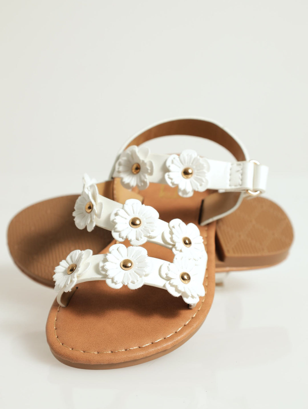 Pre-Girls 3D Flower Sandal - White