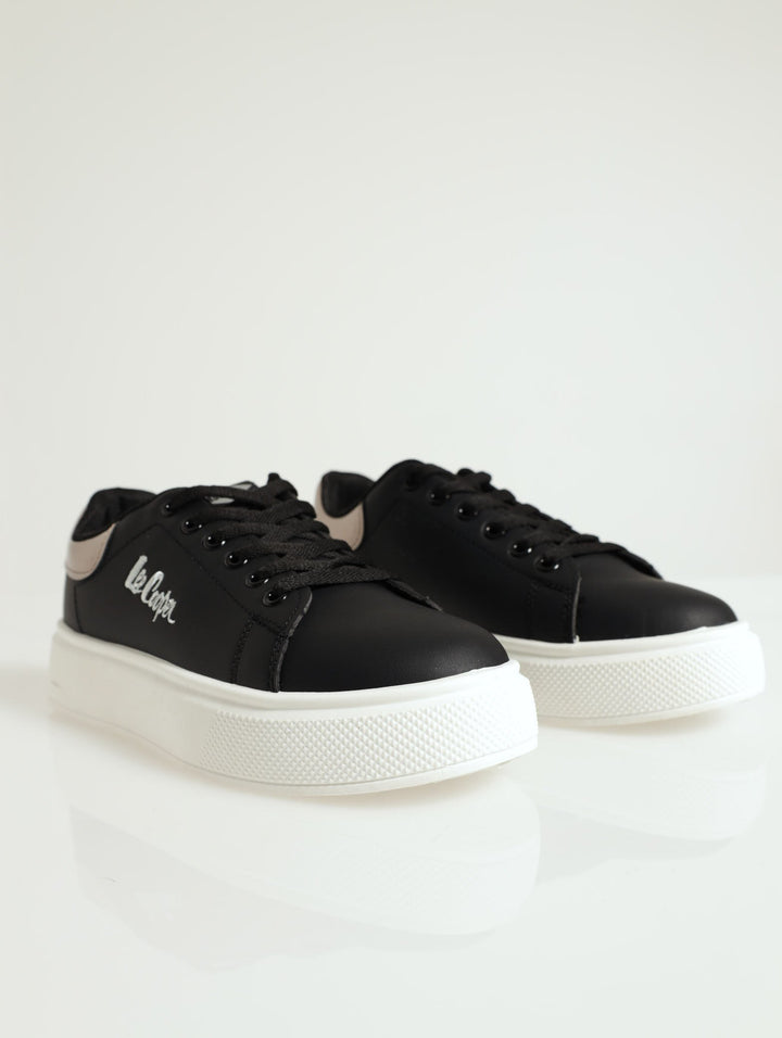 Bria Metalic Heel Counter Sneaker - Black