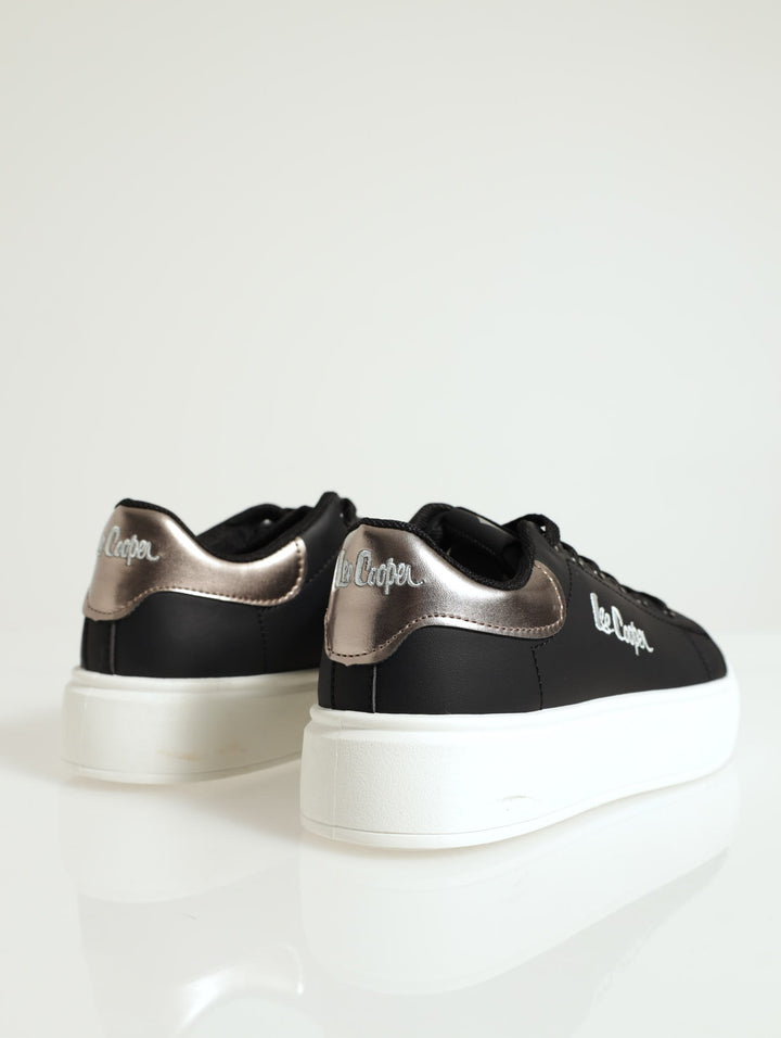 Bria Metalic Heel Counter Sneaker - Black