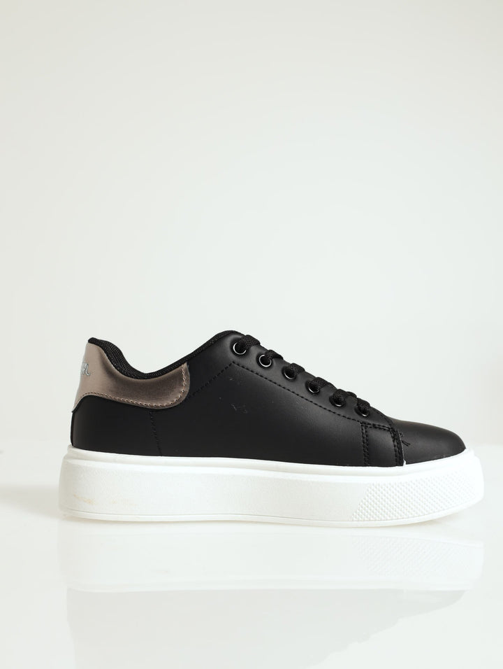 Bria Metalic Heel Counter Sneaker - Black