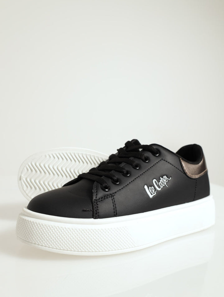 Bria Metalic Heel Counter Sneaker - Black