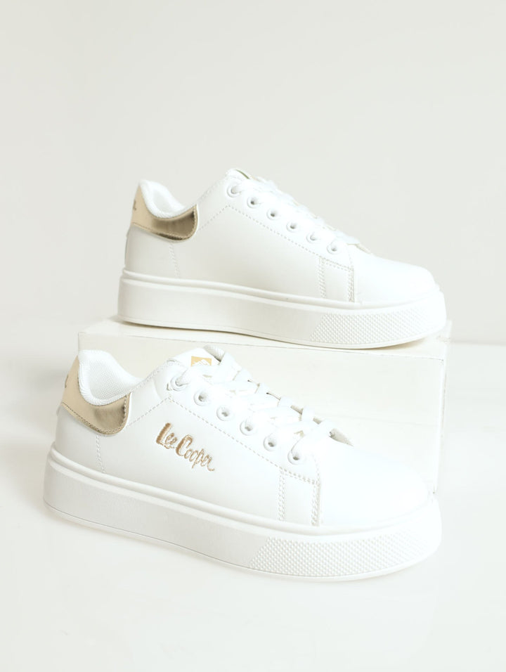 Bria Metalic Heel Counter Sneaker - White