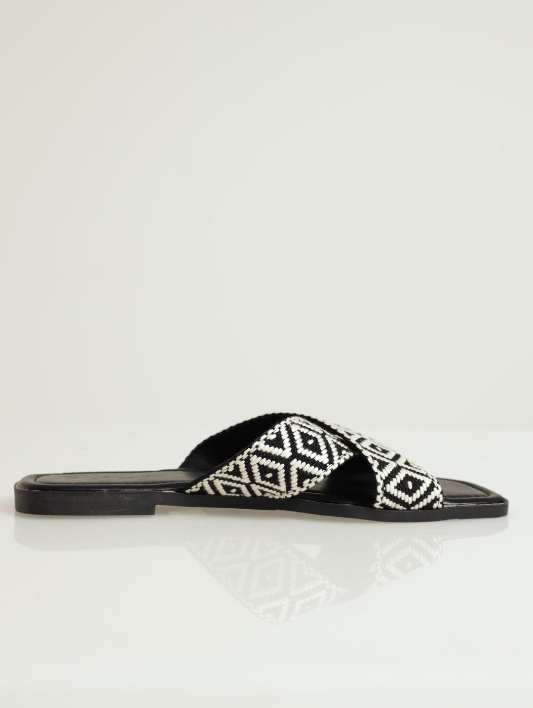 Aztec Print Cross Strap Mule Sandal